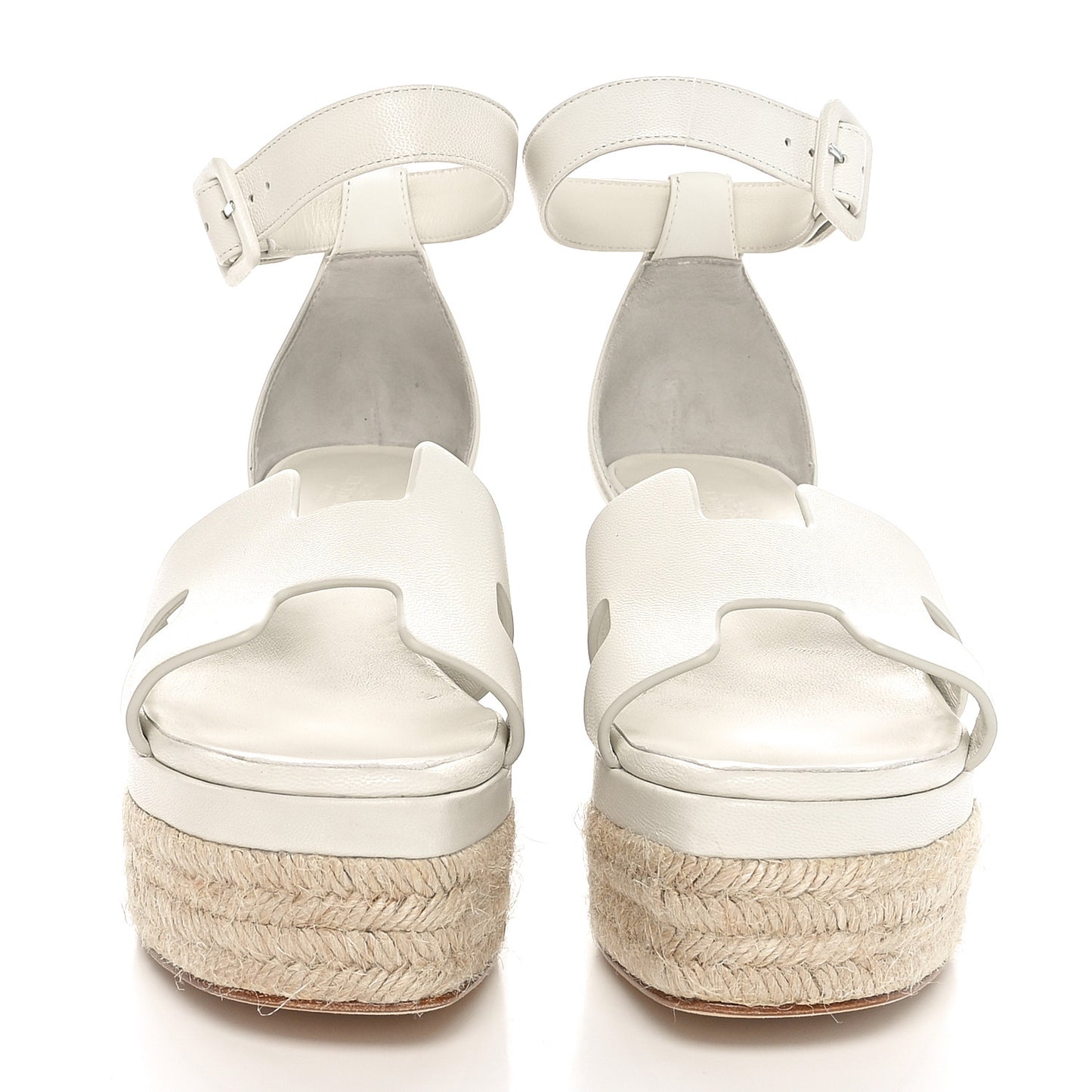 Goatskin Elda Espadrille Wedge Sandals 36 White