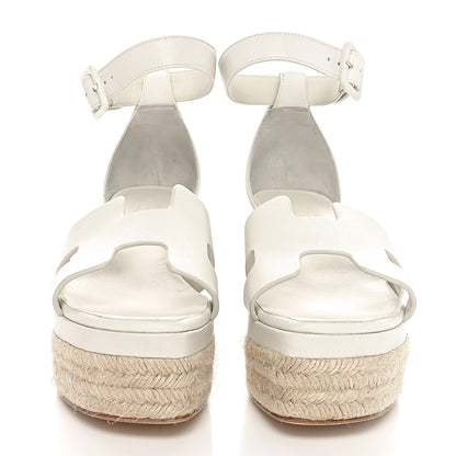 Hermes Goatskin Elda Espadrille Wedge Sandals 36 White 2 of 9