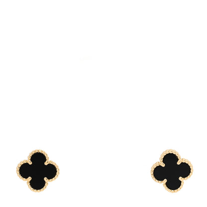 Van Cleef & Arpels VAN CLEEF &amp; ARPELS 18K Yellow Gold Black Onyx Sweet Alhambra Earrings 1 of 4