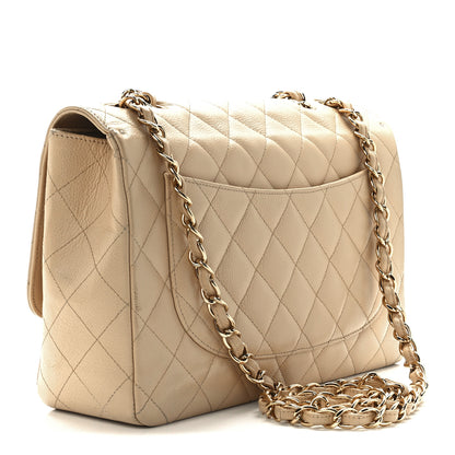 Chanel Caviar Quilted Jumbo Single Flap Beige Clair 3 of 12