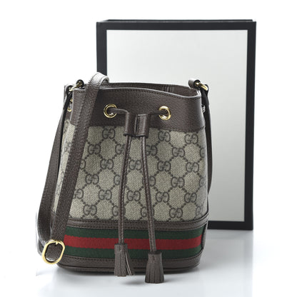 Gucci GG Supreme Monogram Web Mini Ophidia Bucket Bag Brown 11 of 11