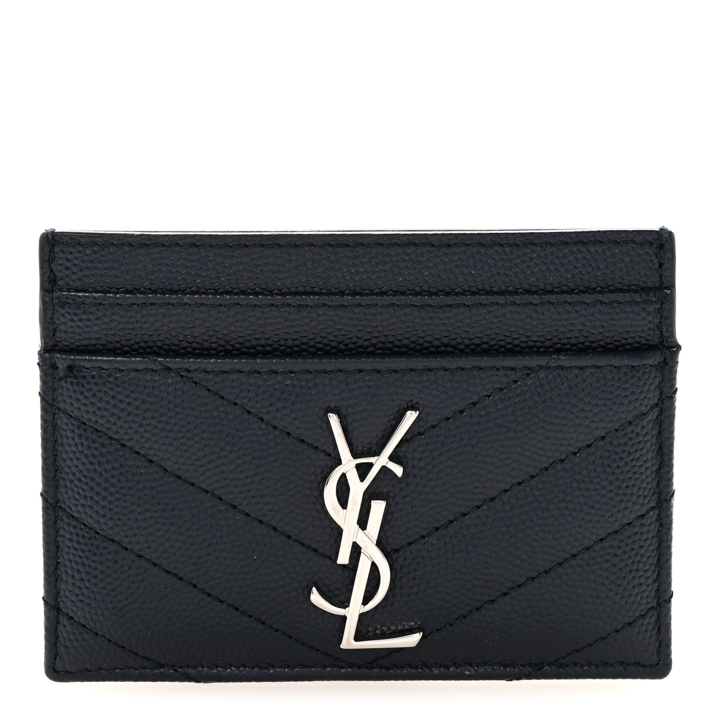 Grain De Poudre Matelasse Chevron Monogram Credit Card Case Deep Marine