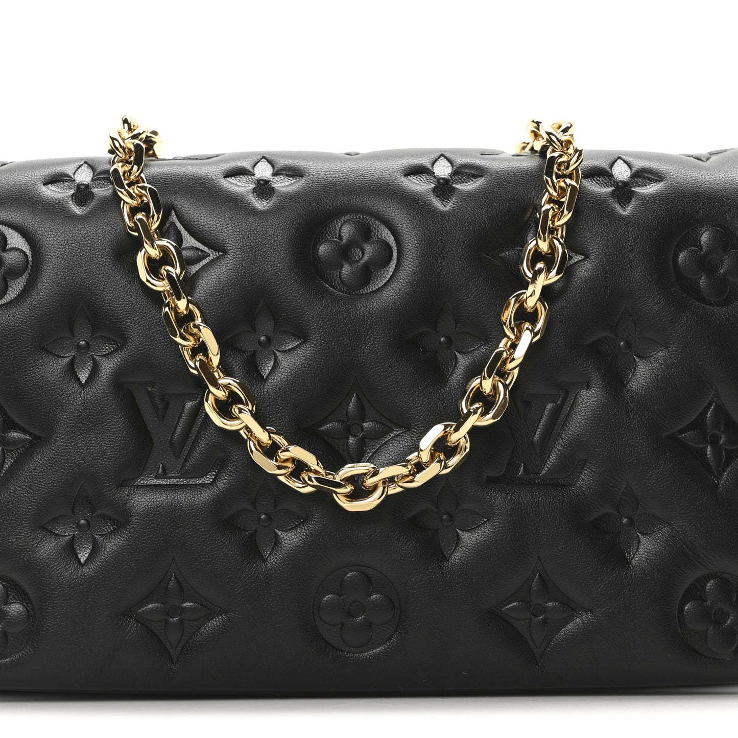 Lambskin Embossed Monogram Pochette Coussin Black
