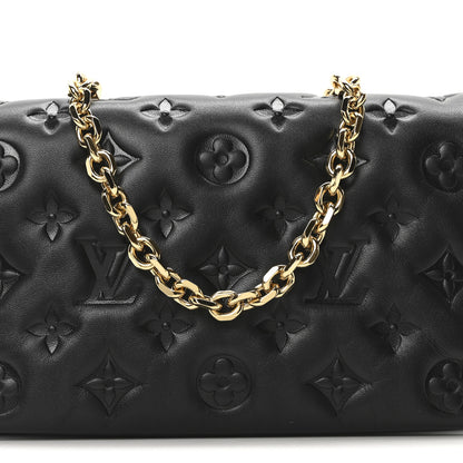 Louis Vuitton Lambskin Embossed Monogram Pochette Coussin Black 7 of 9
