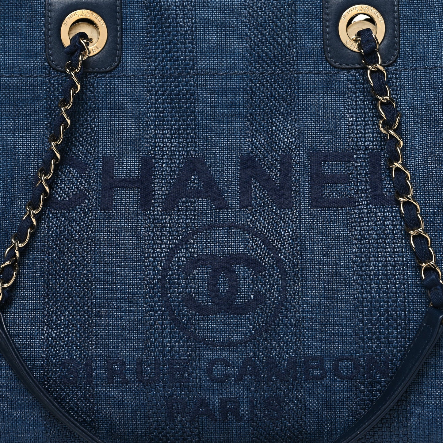 Mixed Fibers Striped Small Deauville Tote Navy Blue
