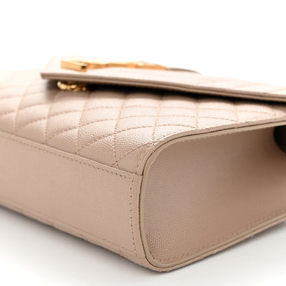 Saint Laurent Grain De Poudre Textured Mixed Matelasse Medium Triquilt Monogram Satchel Dark Beige 9 of 9