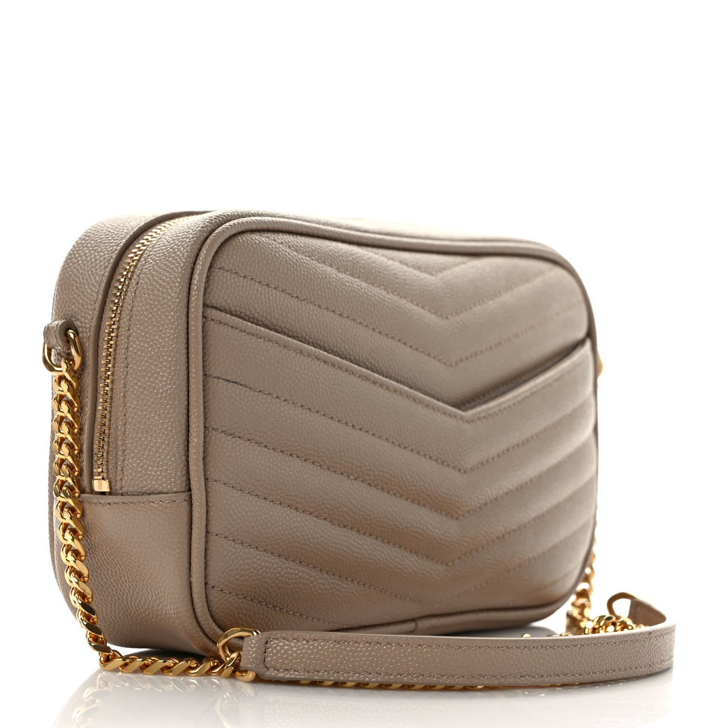Grain De Poudre Matelasse Monogram Mini Lou Camera Bag Dark Beige