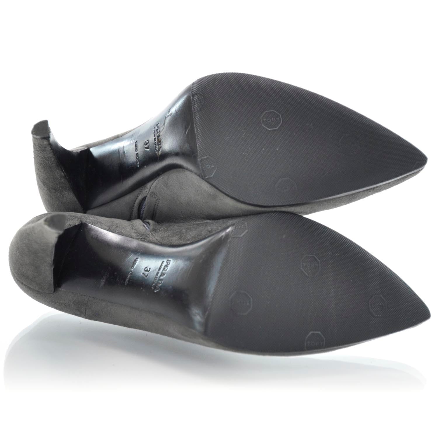 Prada Suede Ankle Boots 37 Grey 7 of 8