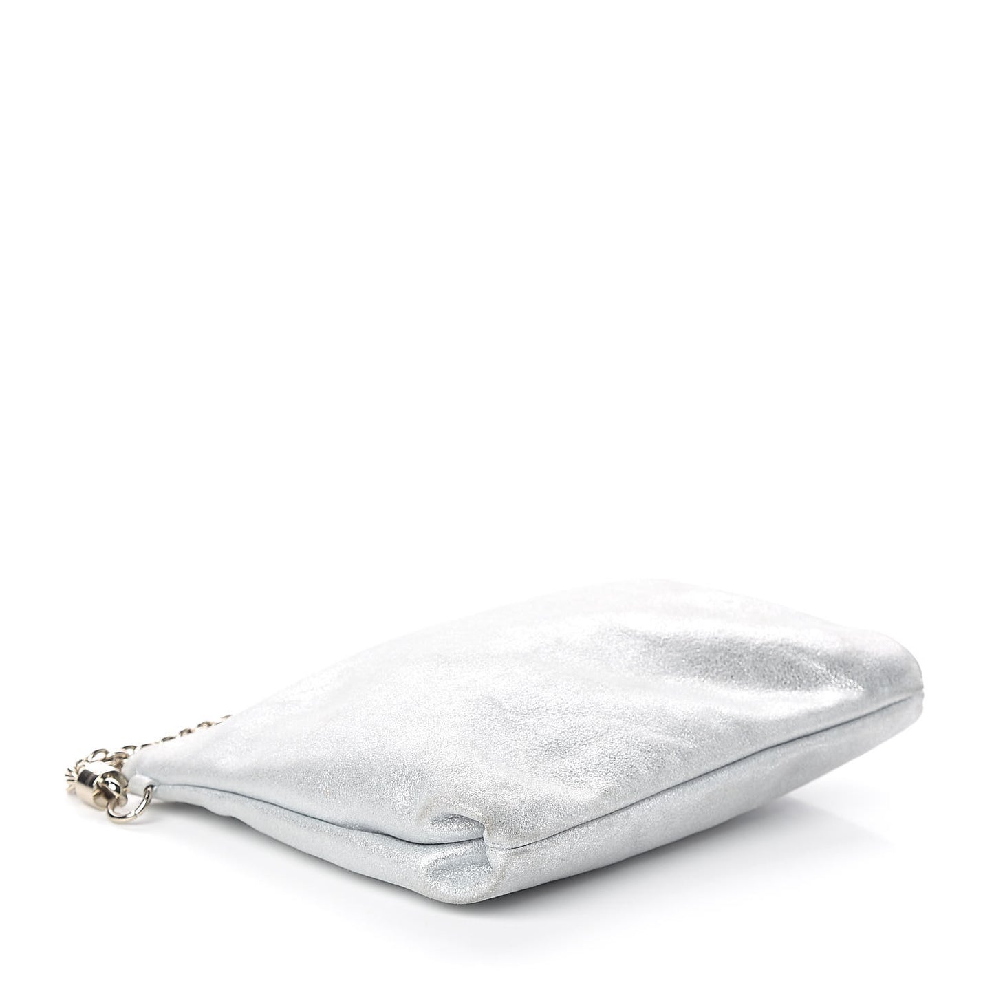 JIMMY CHOO Metallic Goatskin Callie Mea Tassel Shoulder Bag Silver