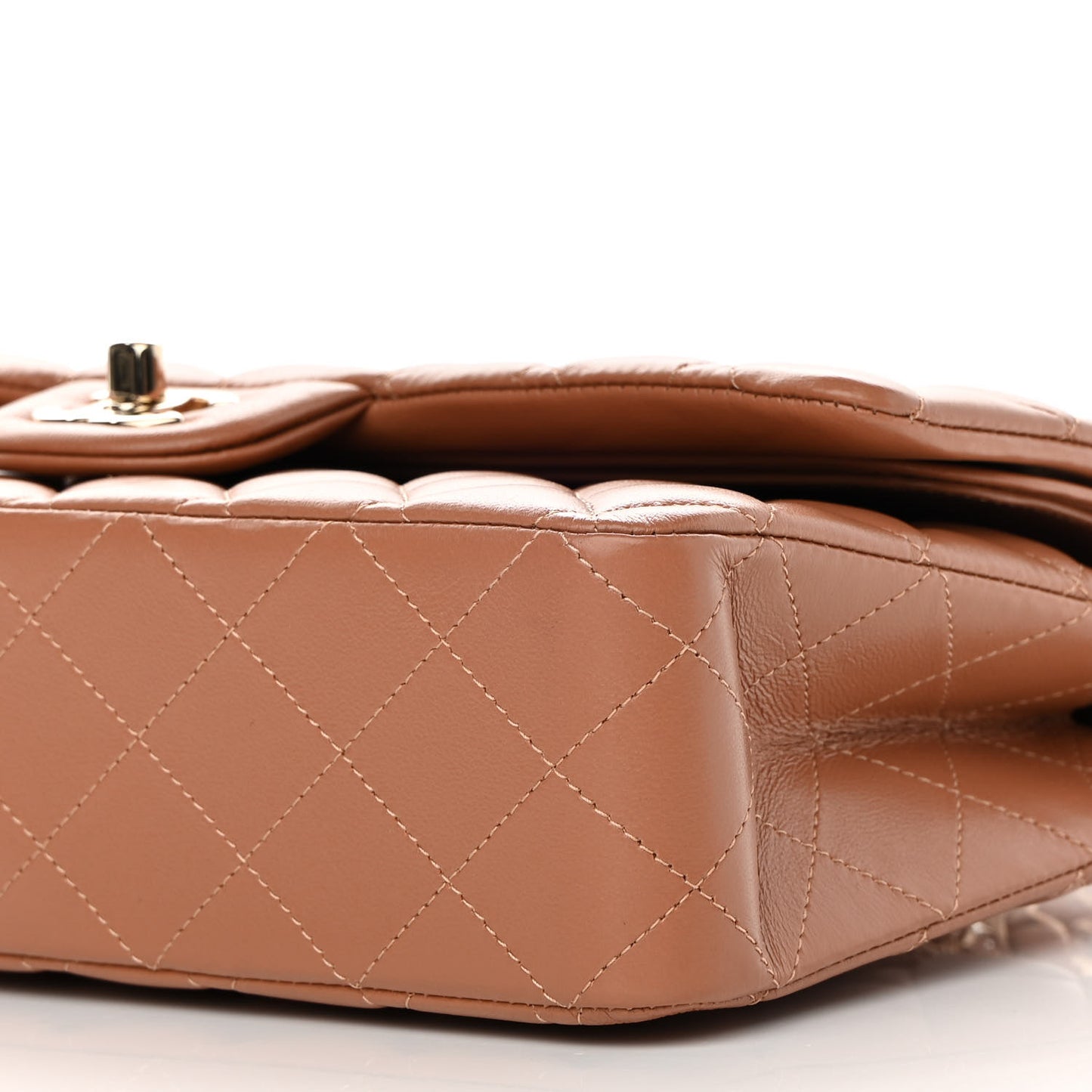 Lambskin Quilted Medium Double Flap Brown