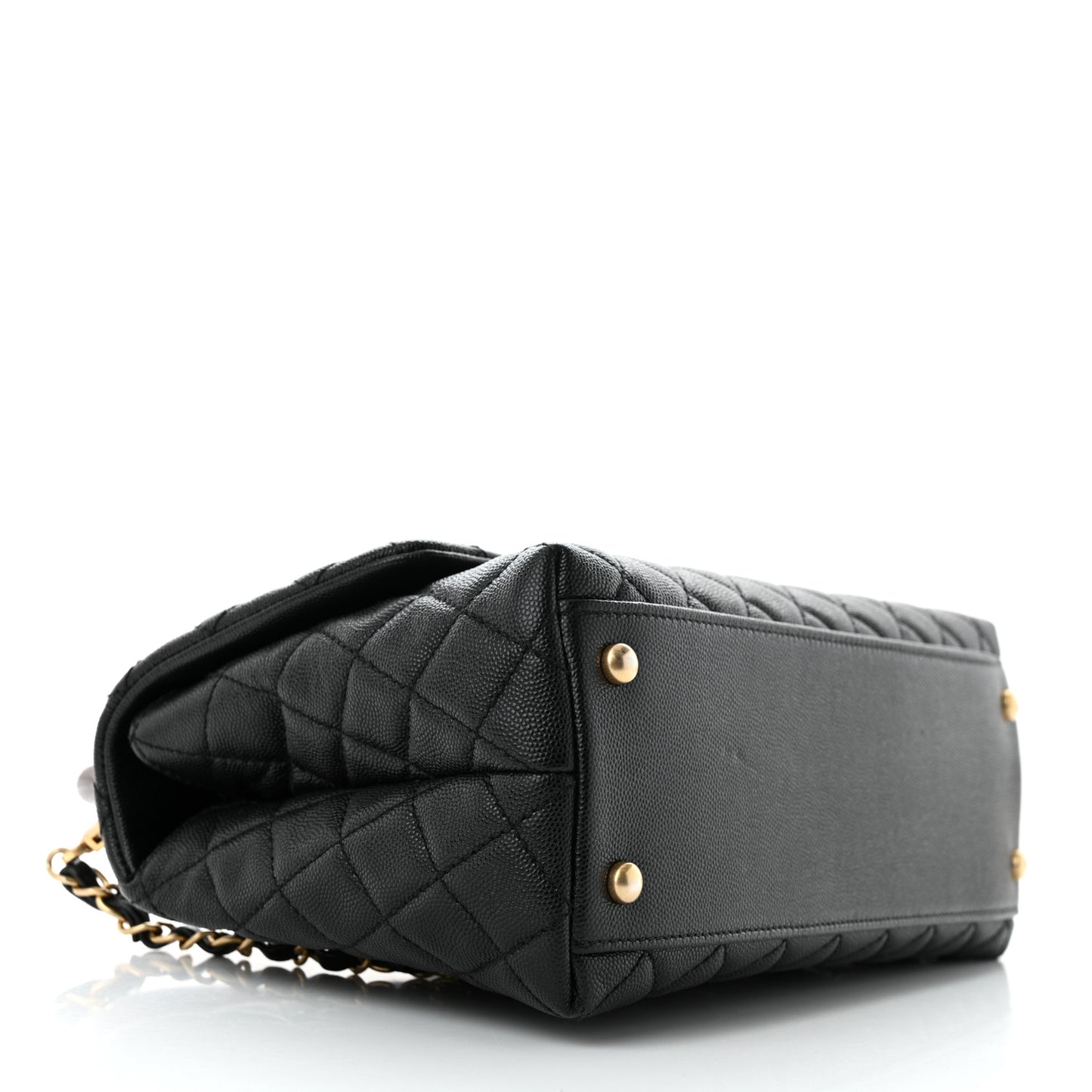 Caviar Lizard Quilted Small Coco Handle Flap Black