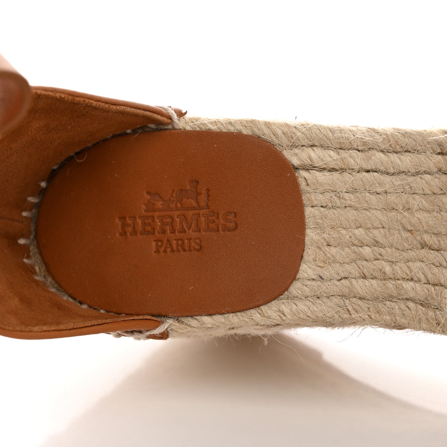 Hermes Calfskin Tipoli Espadrille Wedge Sandals 35 Gold 7 of 10