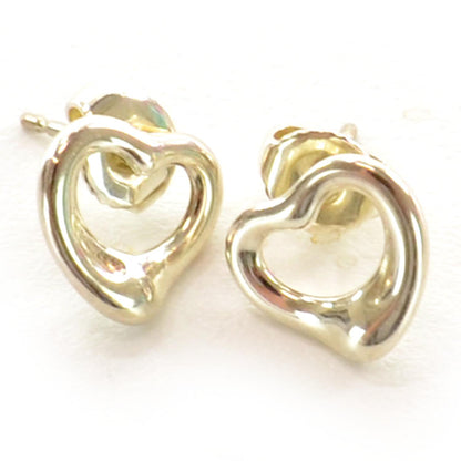 Tiffany Sterling Silver 11mm Elsa Peretti Open Heart Earrings 1 of 3