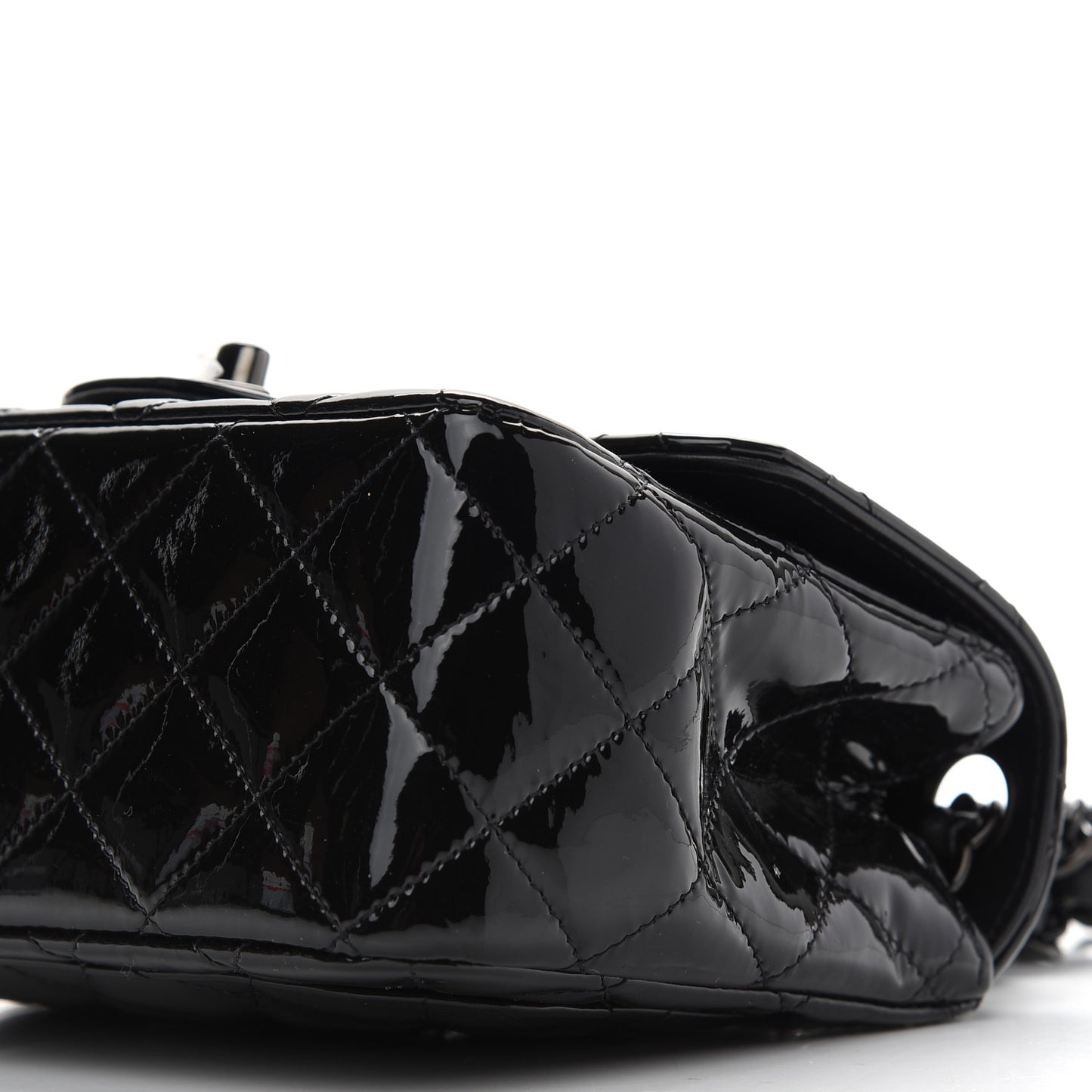 Patent Calfskin Quilted Mini Square Flap So Black