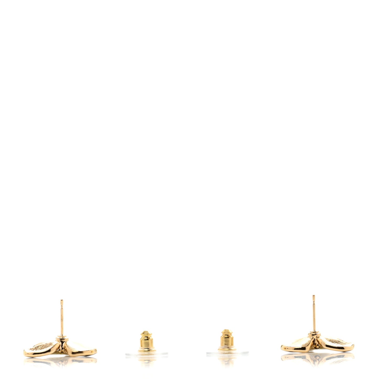 Metal Resin Glass Pearl CC Flower Stud Earrings  Gold White Black