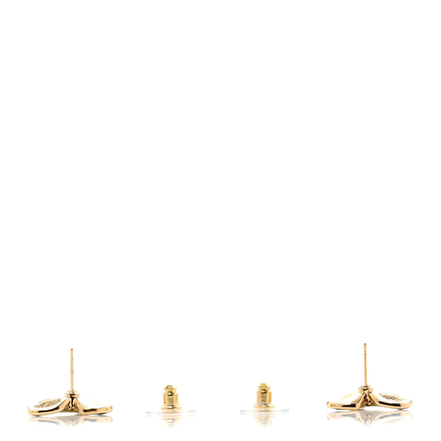 Chanel Metal Resin Glass Pearl CC Flower Stud Earrings  Gold White Black 3 of 5