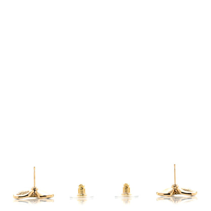 Chanel Metal Resin Glass Pearl CC Flower Stud Earrings  Gold White Black 3 of 5