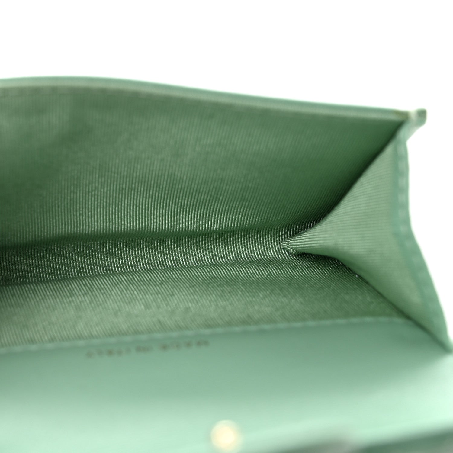 Chanel Lambskin Quilted Flap Card Holder Wallet Green 5 of 9