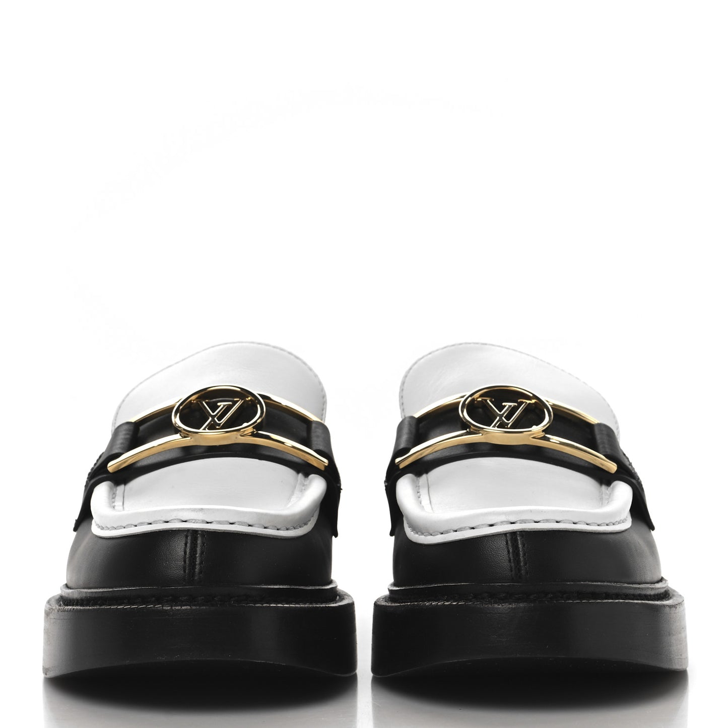 Calfskin Academy Loafers 38 Black White