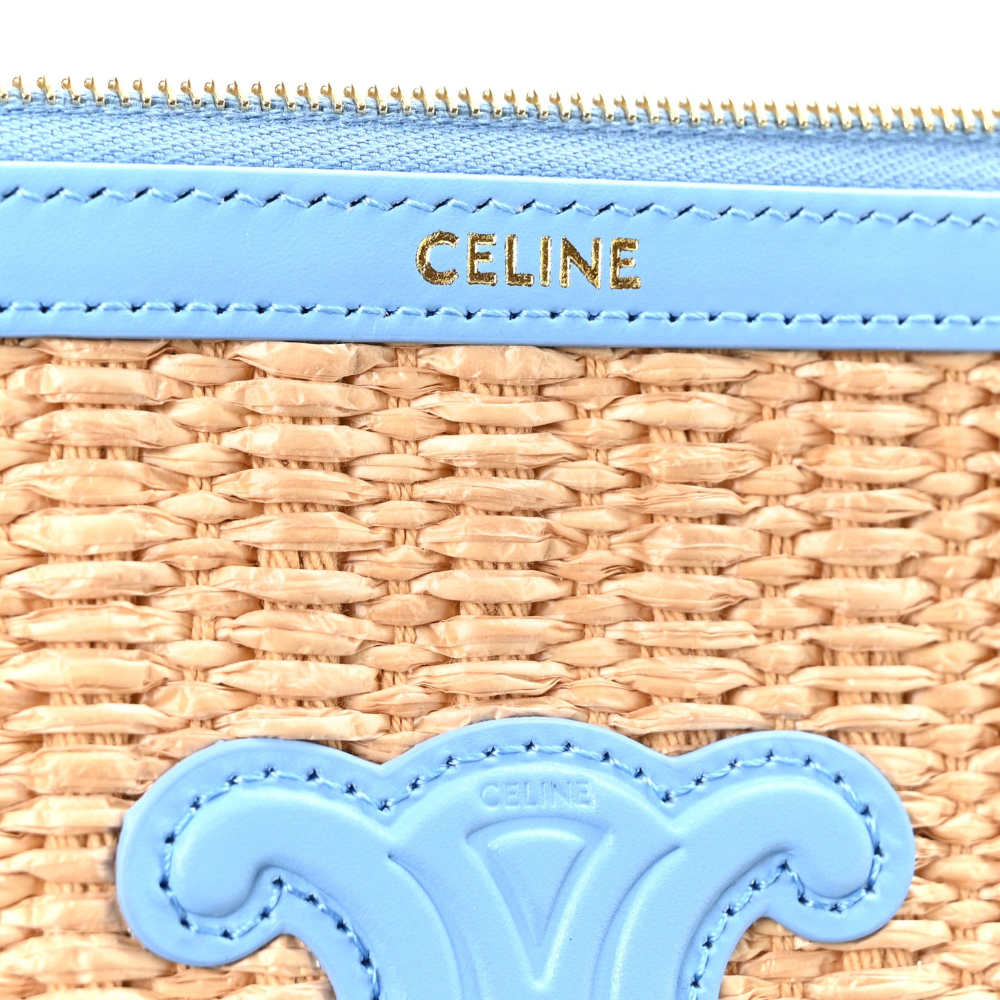 Raffia Small Pouch With Strap Sky Blue