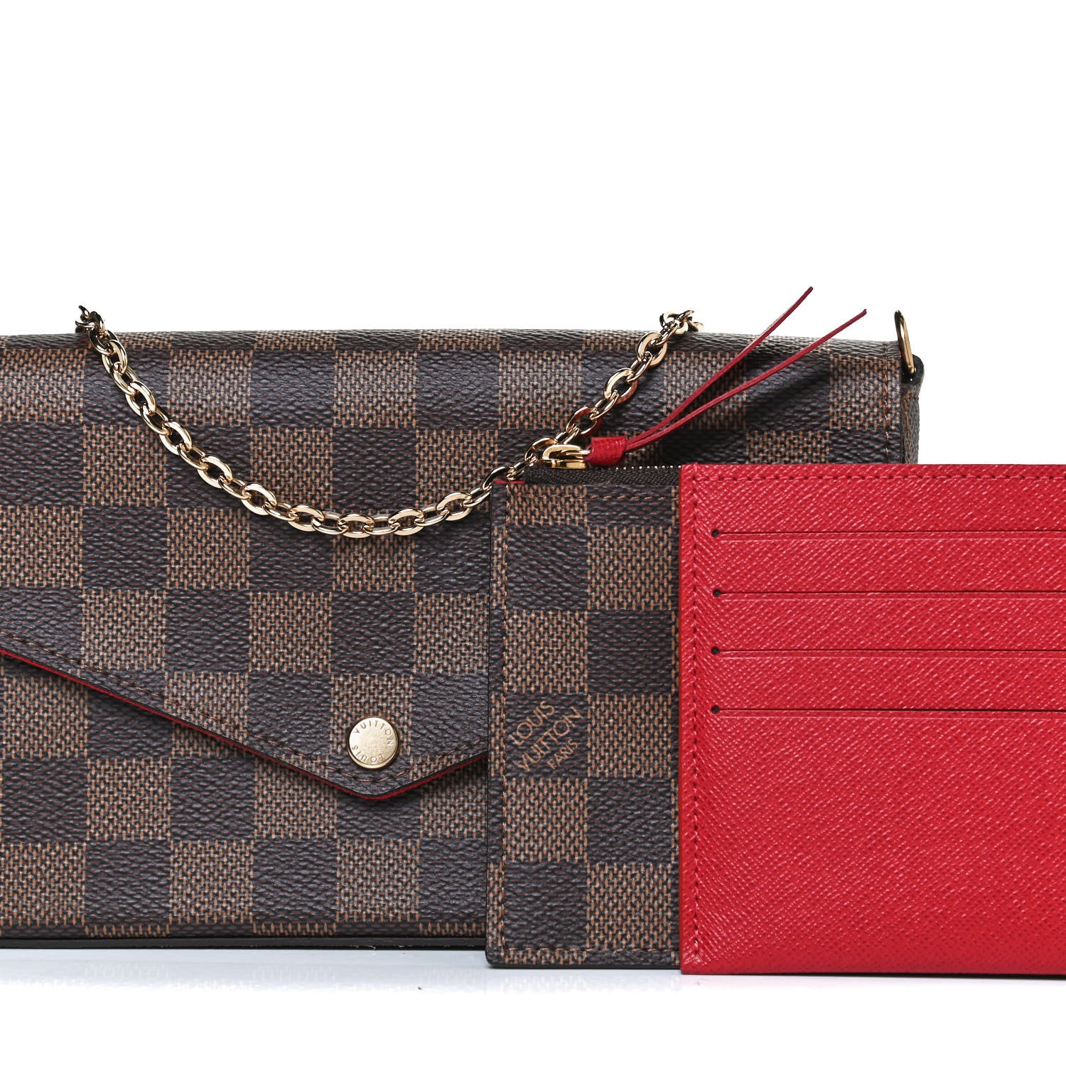 Louis Vuitton Damier Ebene Pochette Felicie Chain Wallet 7 of 11