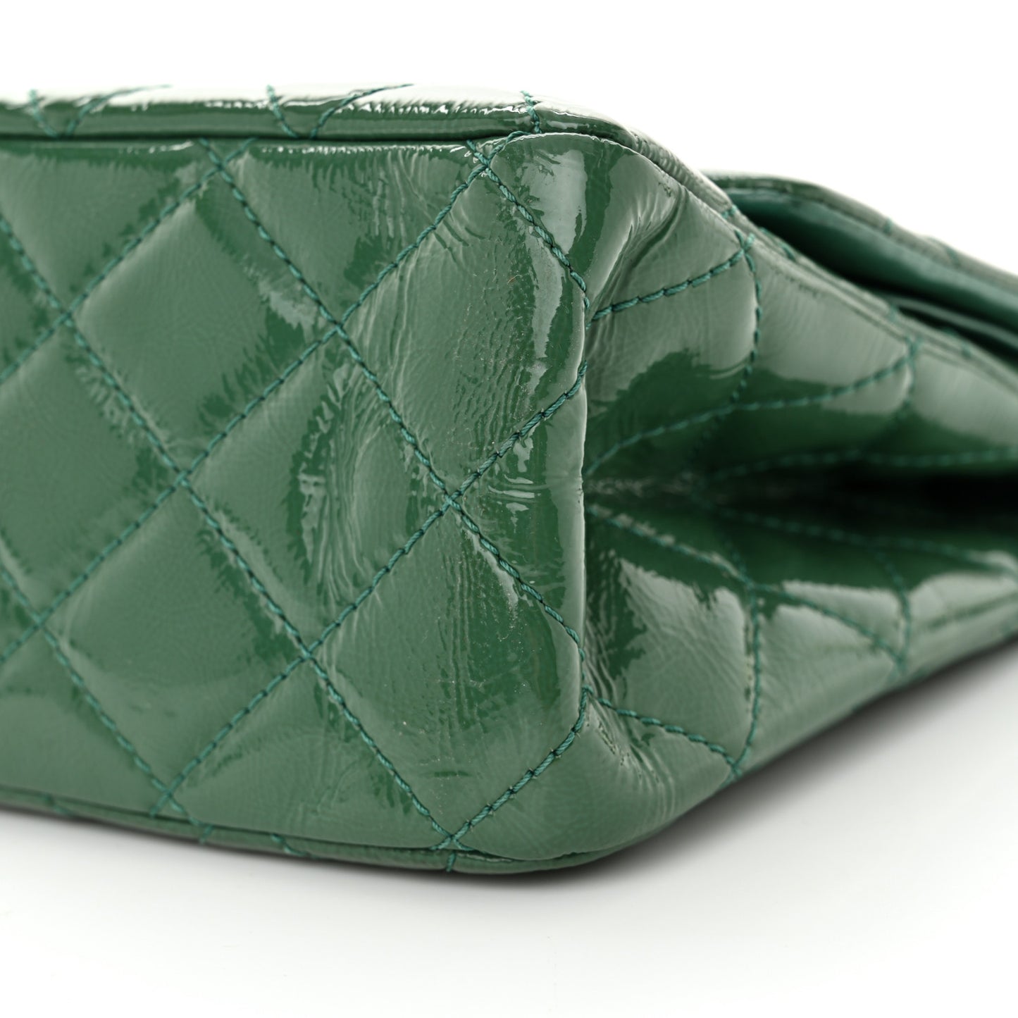 Distressed Patent Quilted 2.55 Reissue 227 Flap Green