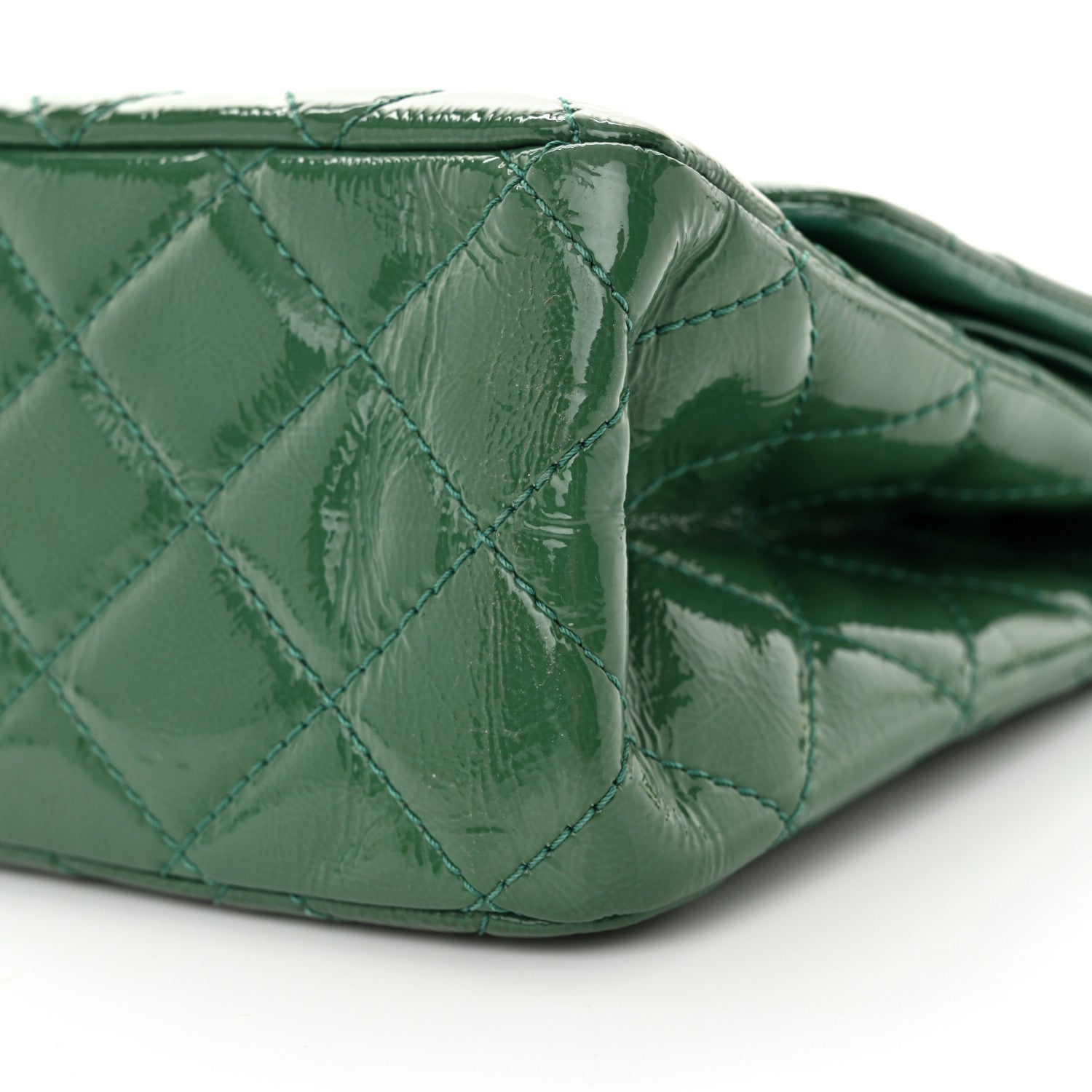 Chanel Distressed Patent Quilted 2.55 Reissue 227 Flap Green 10 of 10