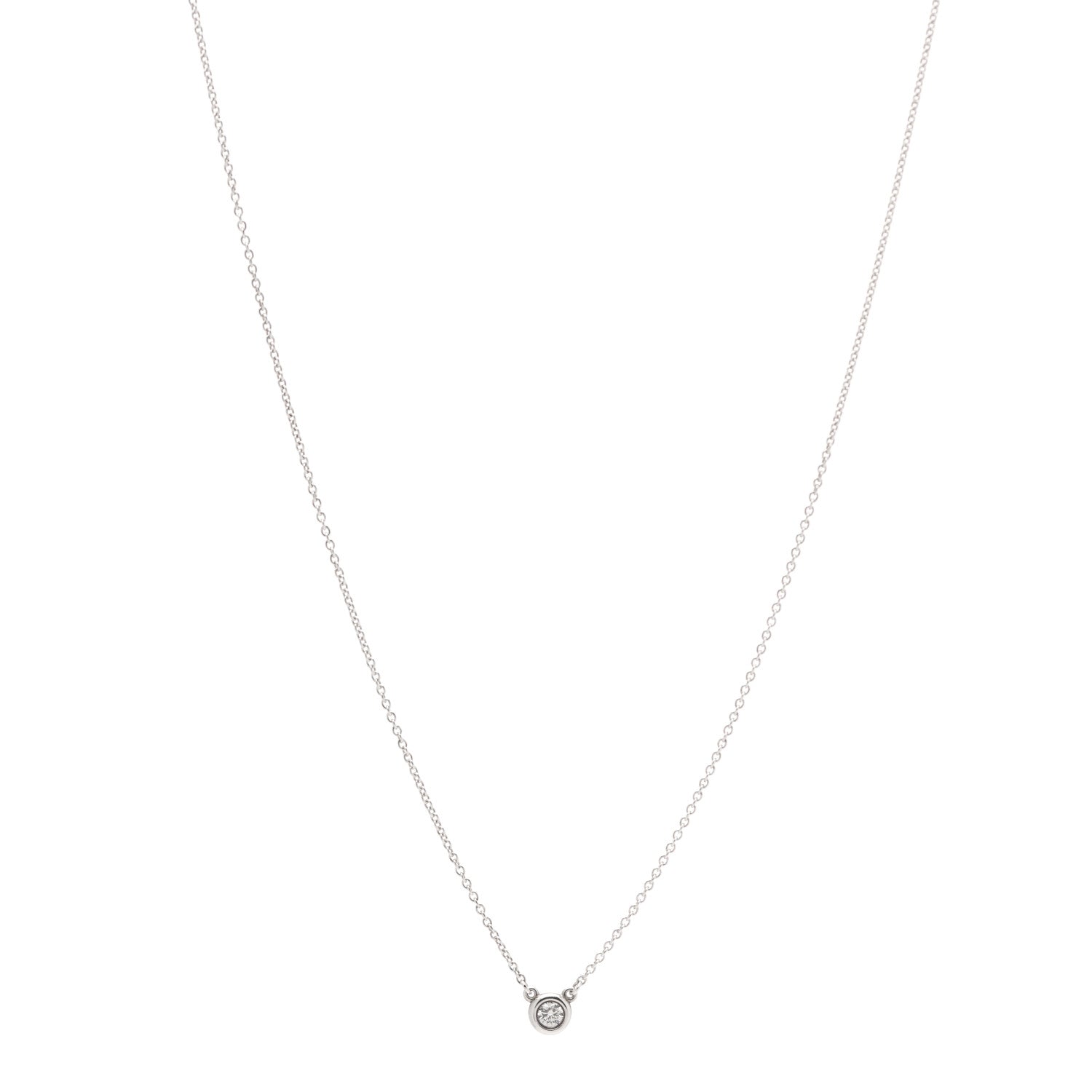 Tiffany Sterling Silver Diamond .10ct Elsa Peretti Diamonds by the Yard Pendant Necklace 1 of 13