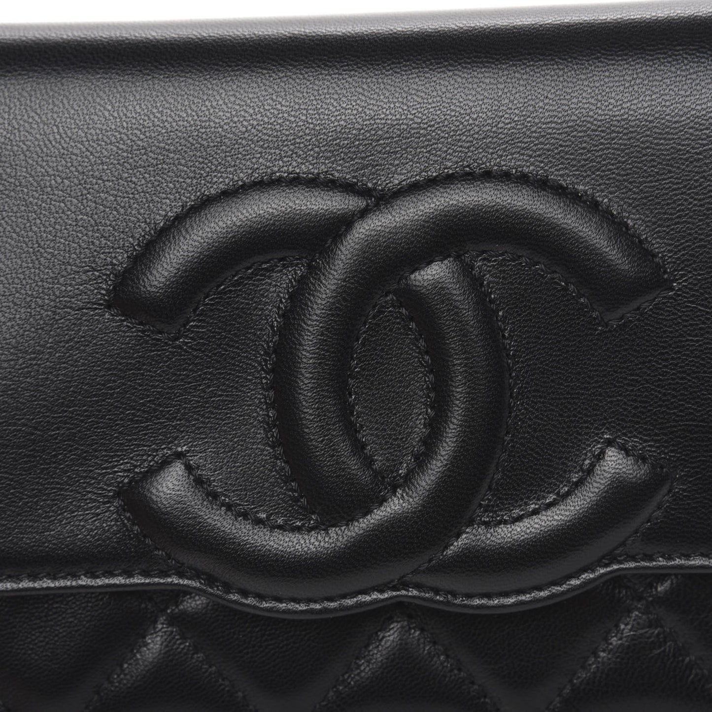 Goatskin Quilted Timeless CC Wallet On Chain WOC Black
