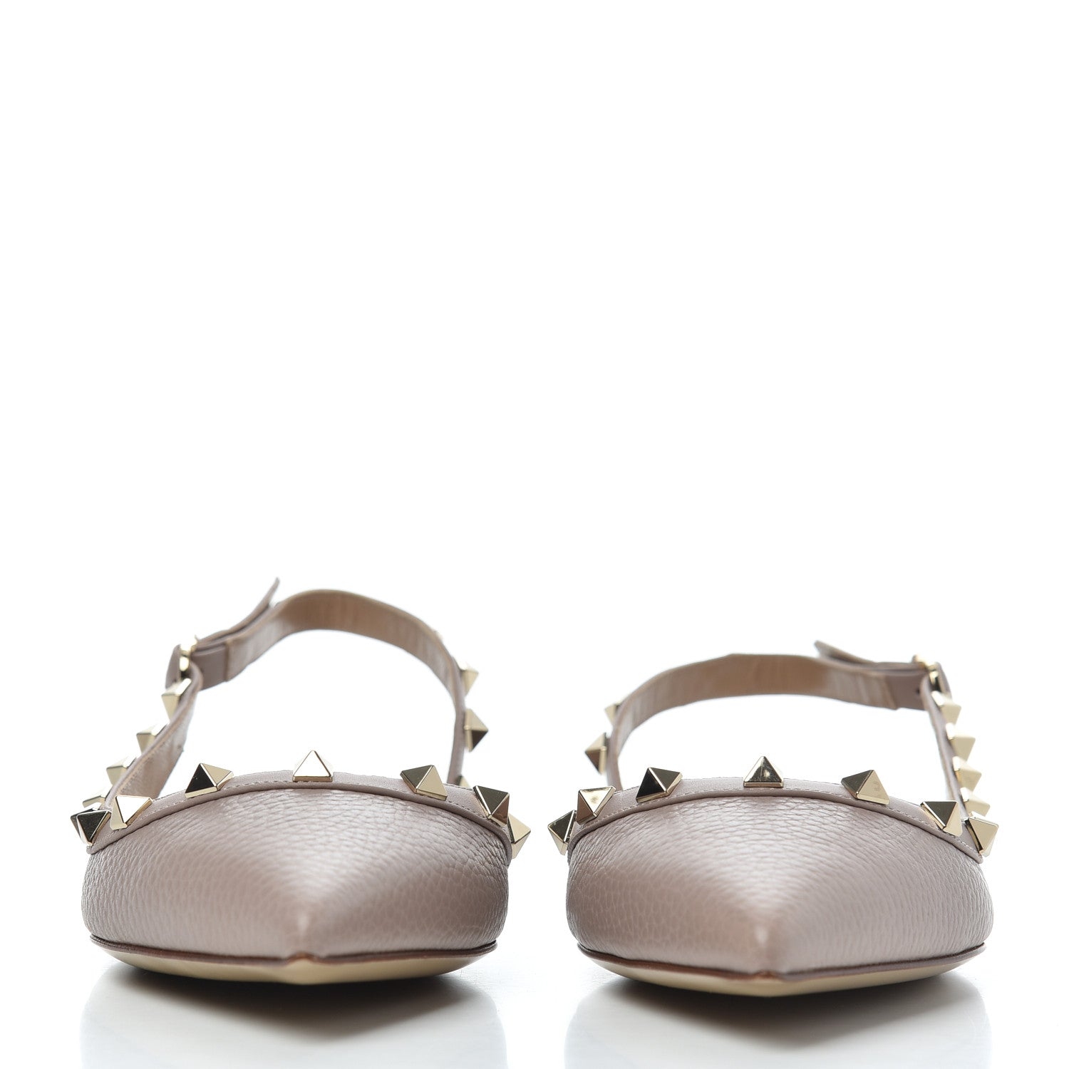 Valentino Garavani Pebbled Calfskin Rockstud Slingback Flats 38 Poudre 2 of 16