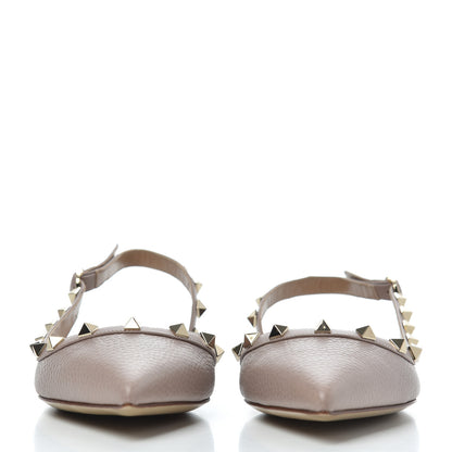 Valentino Garavani Pebbled Calfskin Rockstud Slingback Flats 38 Poudre 2 of 16
