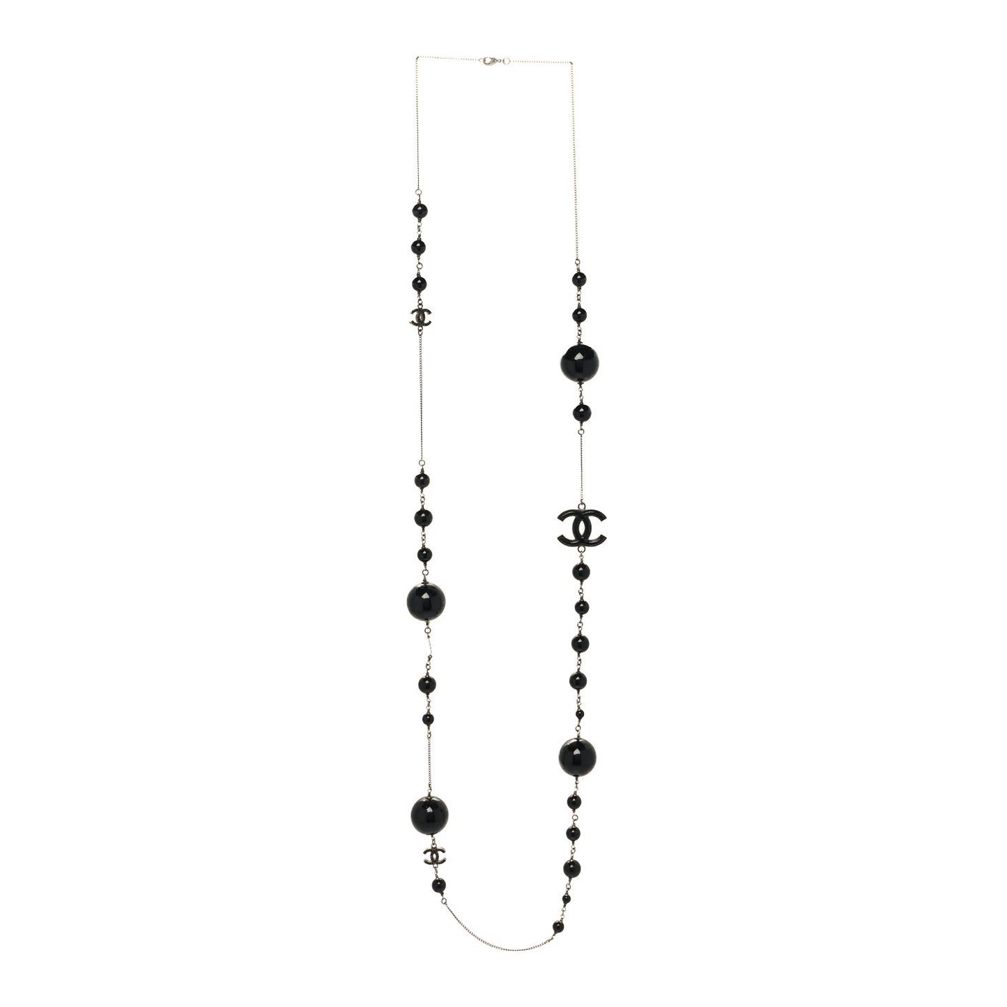Ruthenium Bead Crystal Necklace Black