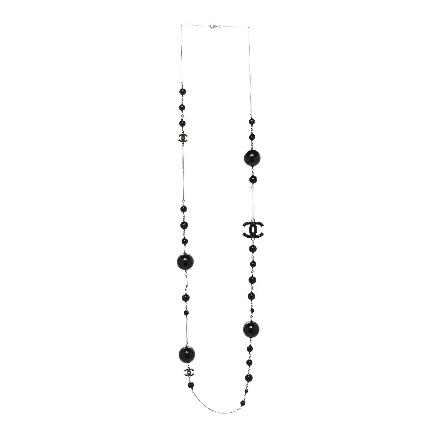 Chanel Ruthenium Bead Crystal Necklace Black 3 of 5