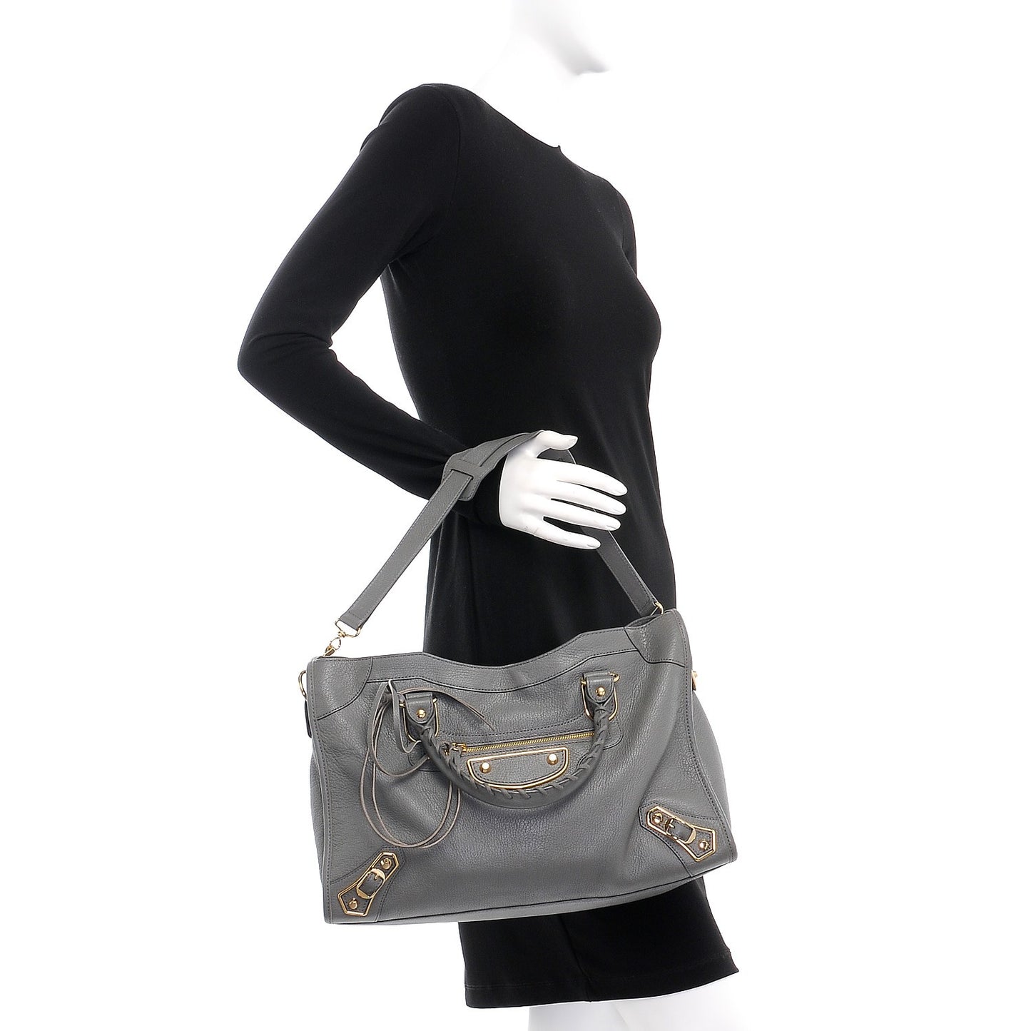 Chevre Gold Metallic Edge Hardware City Gris Acier