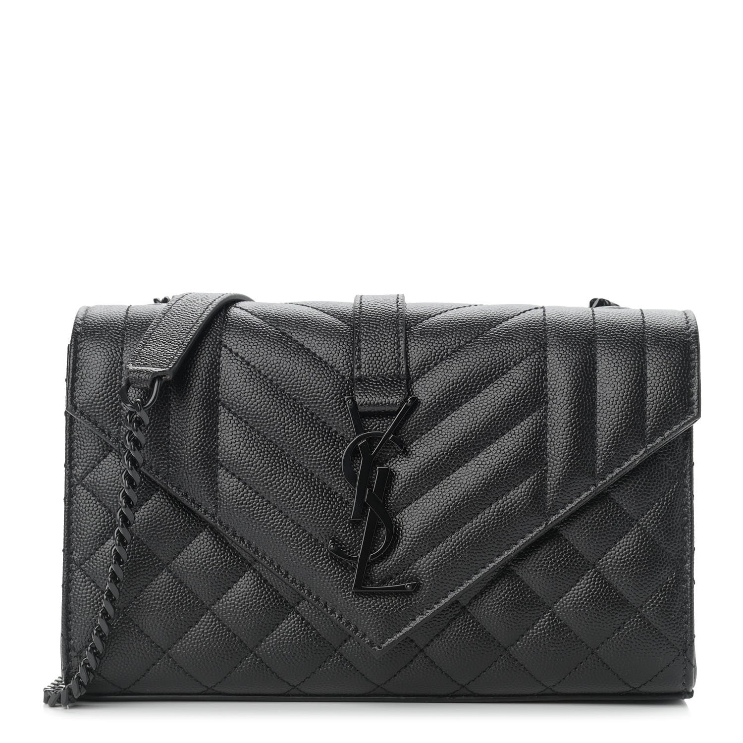Saint Laurent Grain De Poudre Textured Mixed Matelasse Triquilt Small Monogram Satchel Black 1 of 10