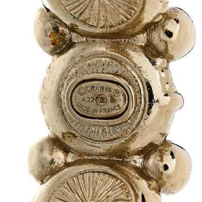 Chanel Spike Pearl Crystal CC Hoop Earrings Gold Pearly White 4 of 5