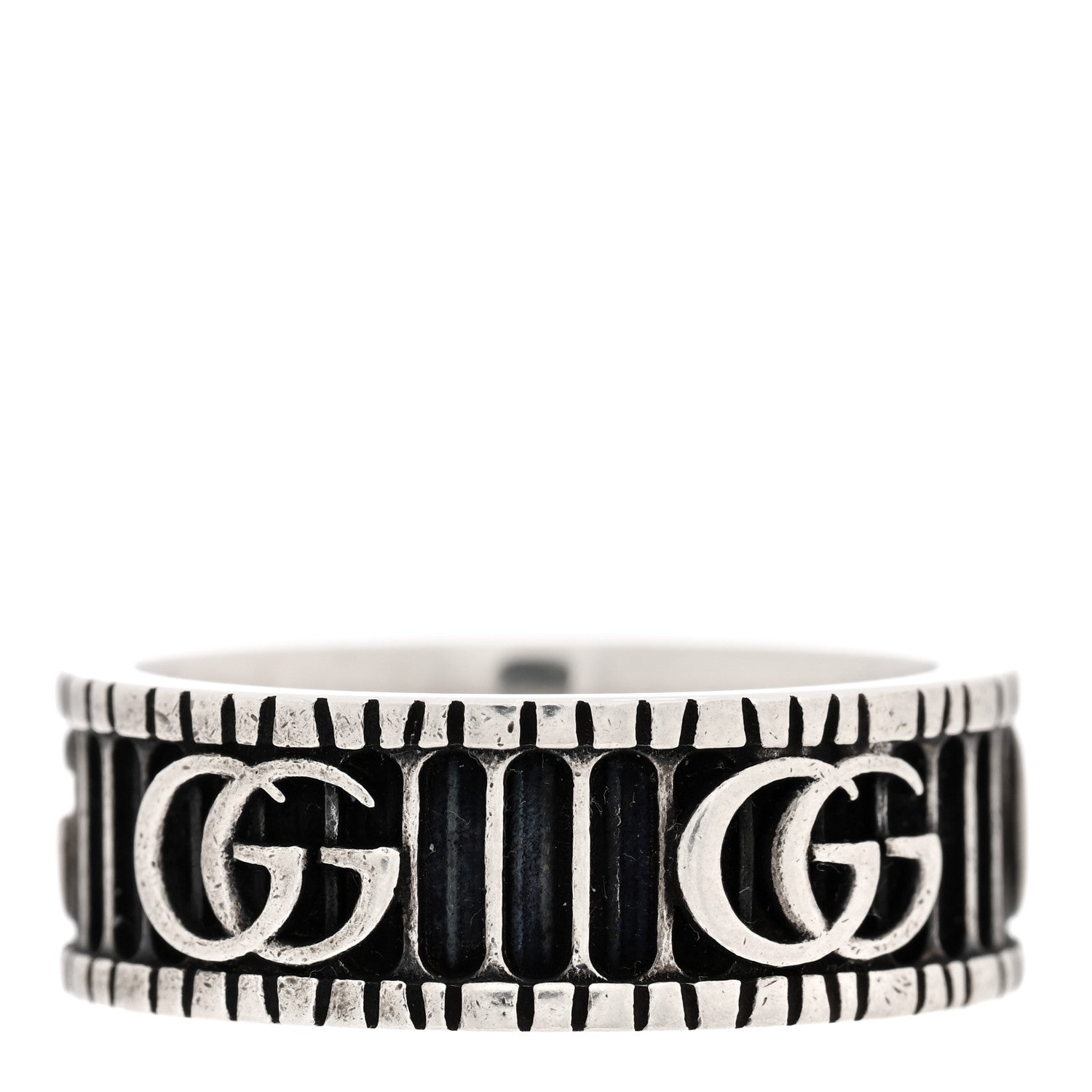 Gucci Sterling Silver Double G Band Ring 58 8.25 1 of 5