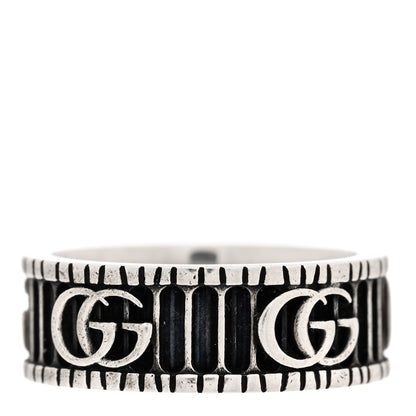 Gucci Sterling Silver Double G Band Ring 58 8.25 1 of 5