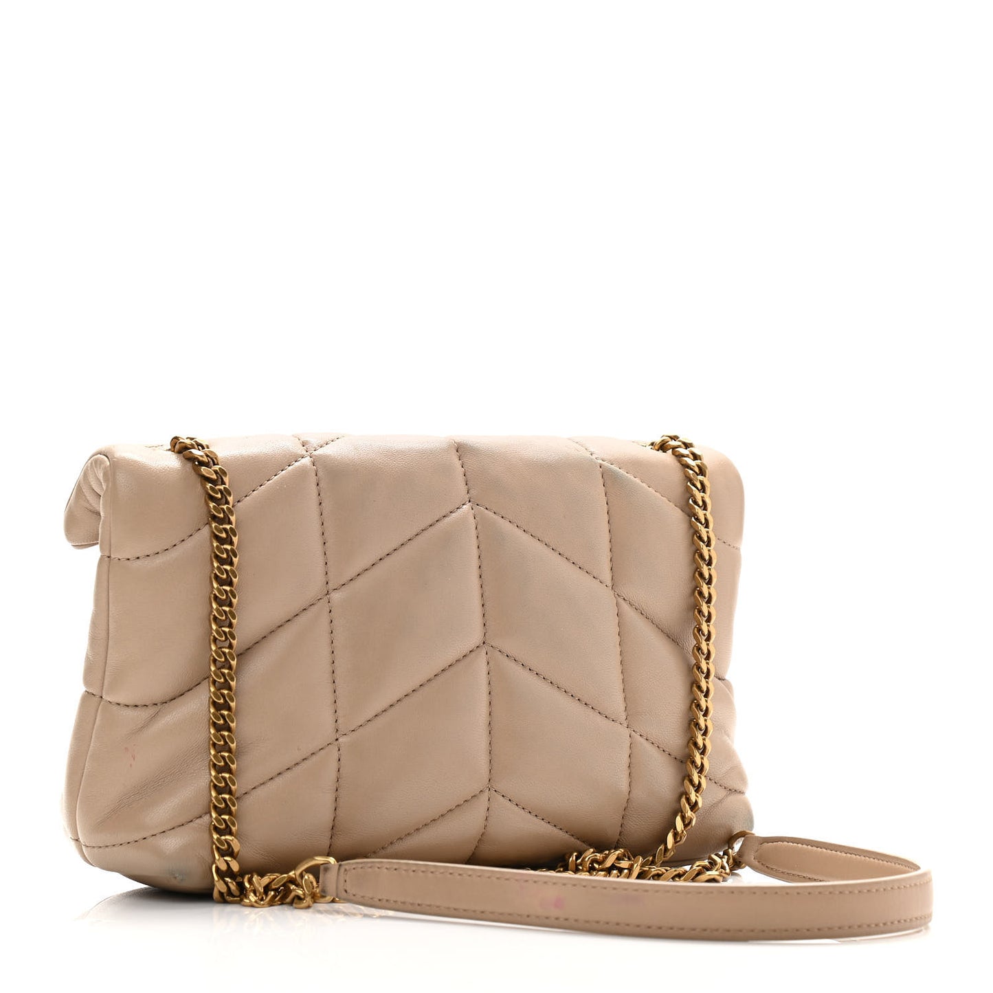 Lambskin Quilted Toy Loulou Puffer Monogram Chain Satchel Nude Powder