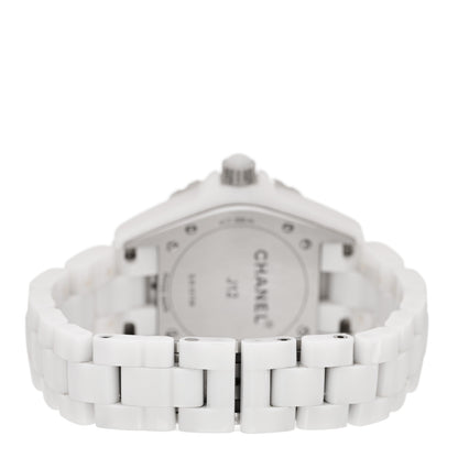 Chanel Stainless Steel Ceramic Diamond Pave Bezel 33mm J12 Quartz Watch White 3 of 5