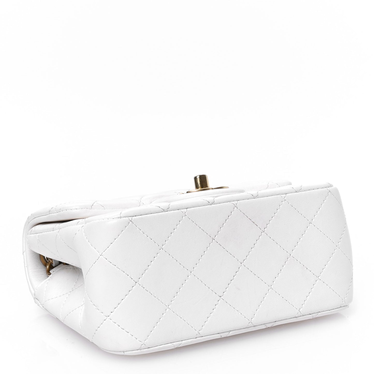 Lambskin Quilted Mini Pearl Crush Flap White