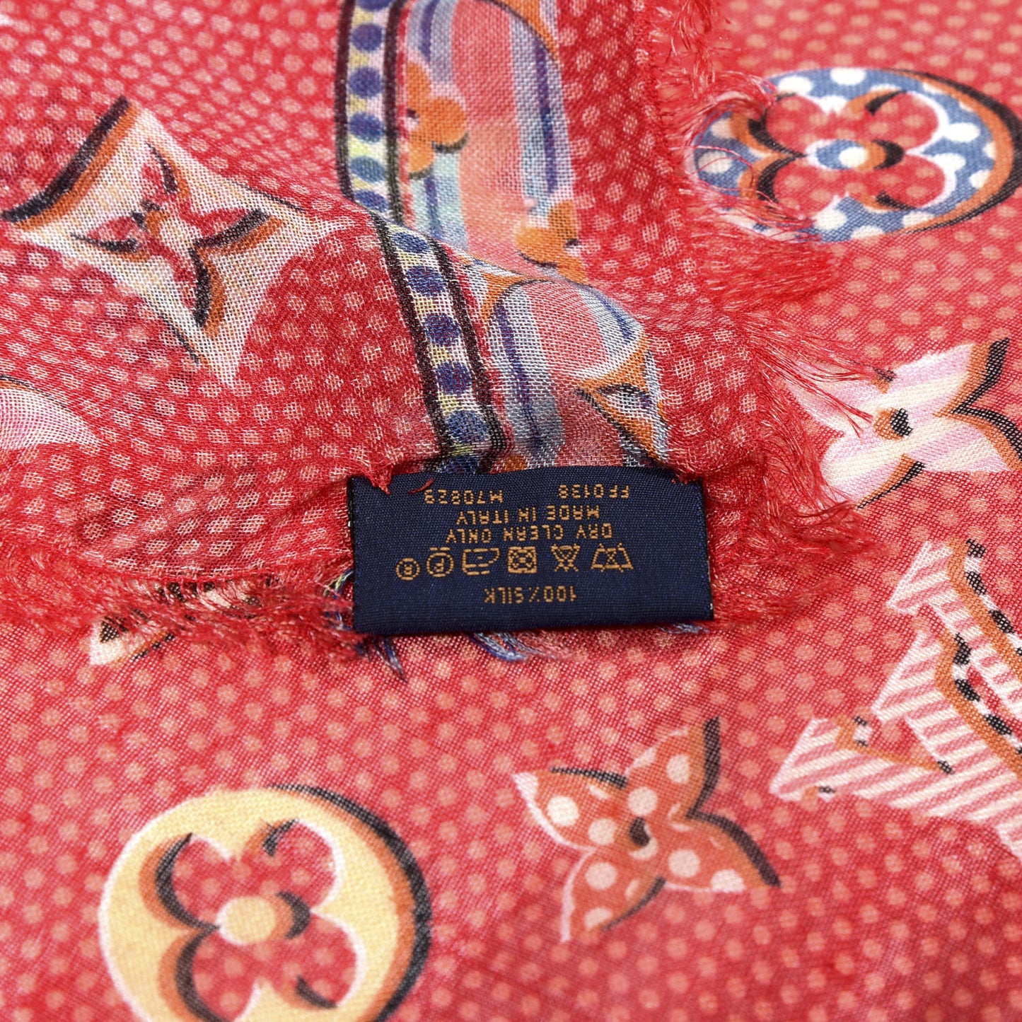 Silk Pop Monogram Stole Flamingo