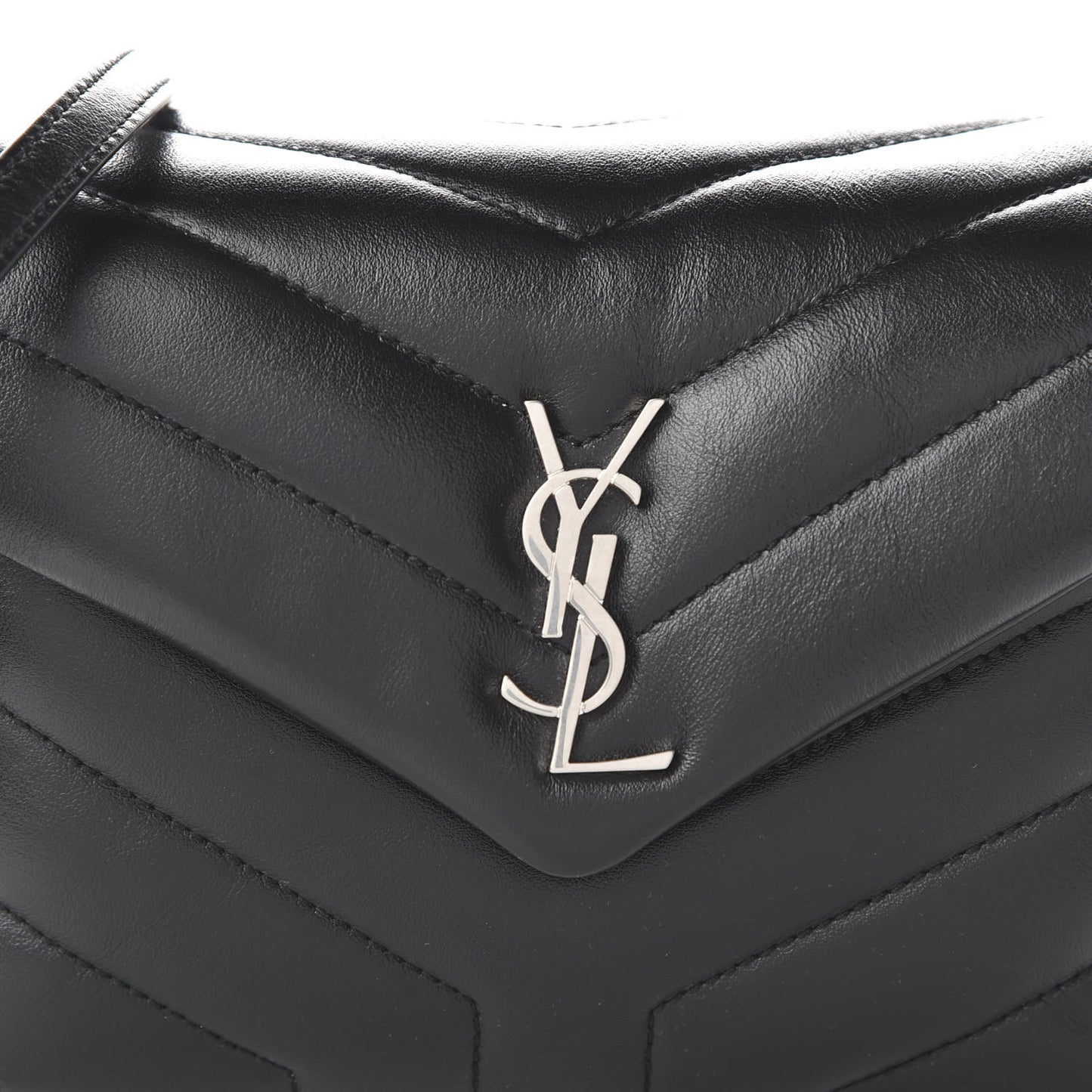 Calfskin Y Quilted Monogram Toy Loulou Crossbody Bag Black