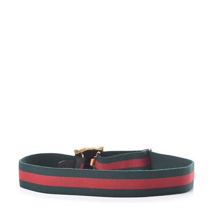 Gucci Web Feline Buckle Belt 80 32 Green Red 2 of 3