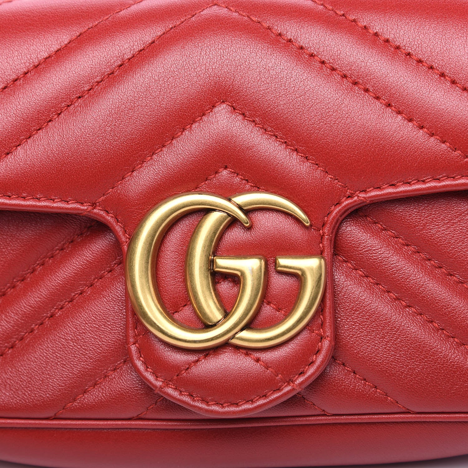 Gucci Calfskin Matelasse Super Mini GG Marmont Shoulder Bag Hibiscus Red 10 of 11