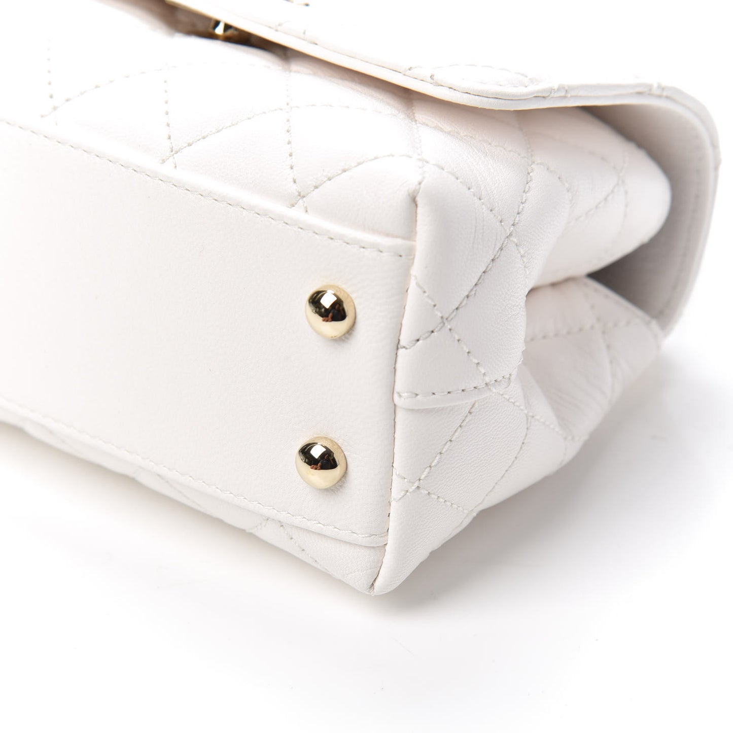 Goatskin Quilted Extra Mini Rainbow Coco Handle Flap White