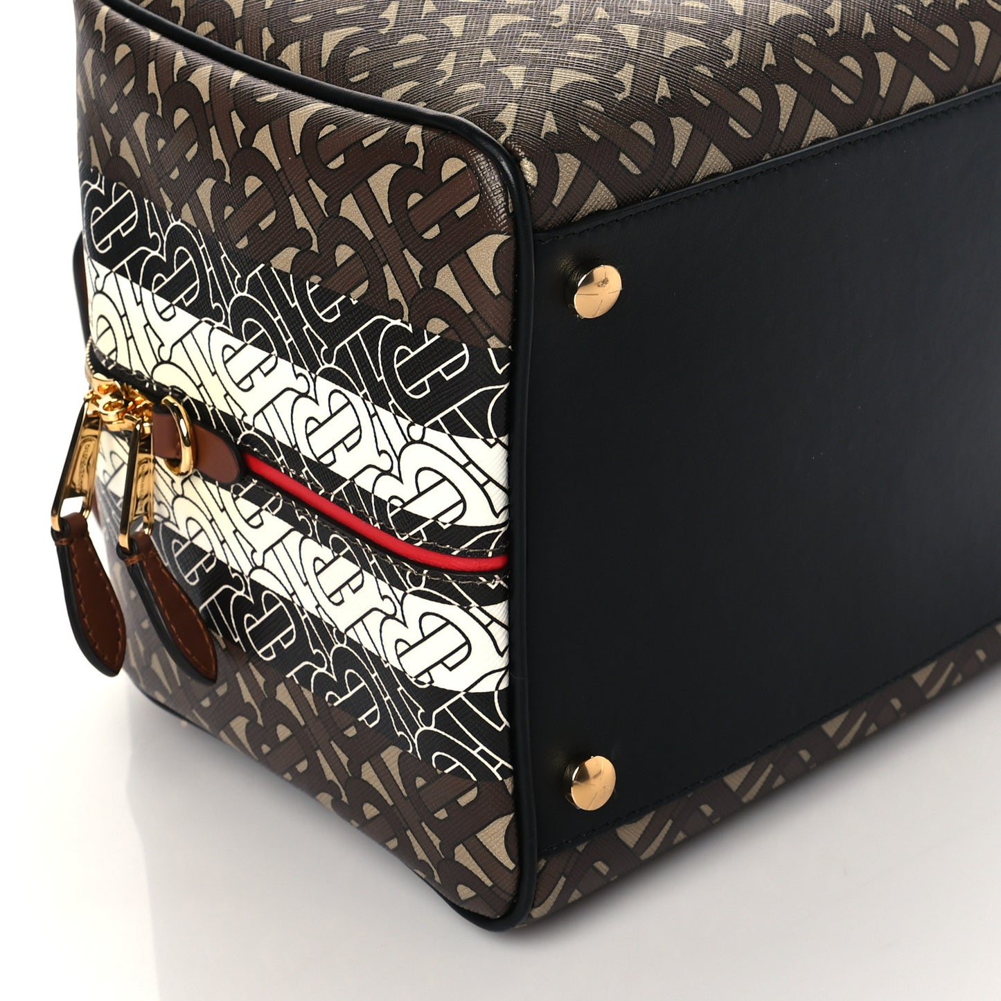E-canvas Monogram Stripe Small Cube Bowling Bag Bridle Brown