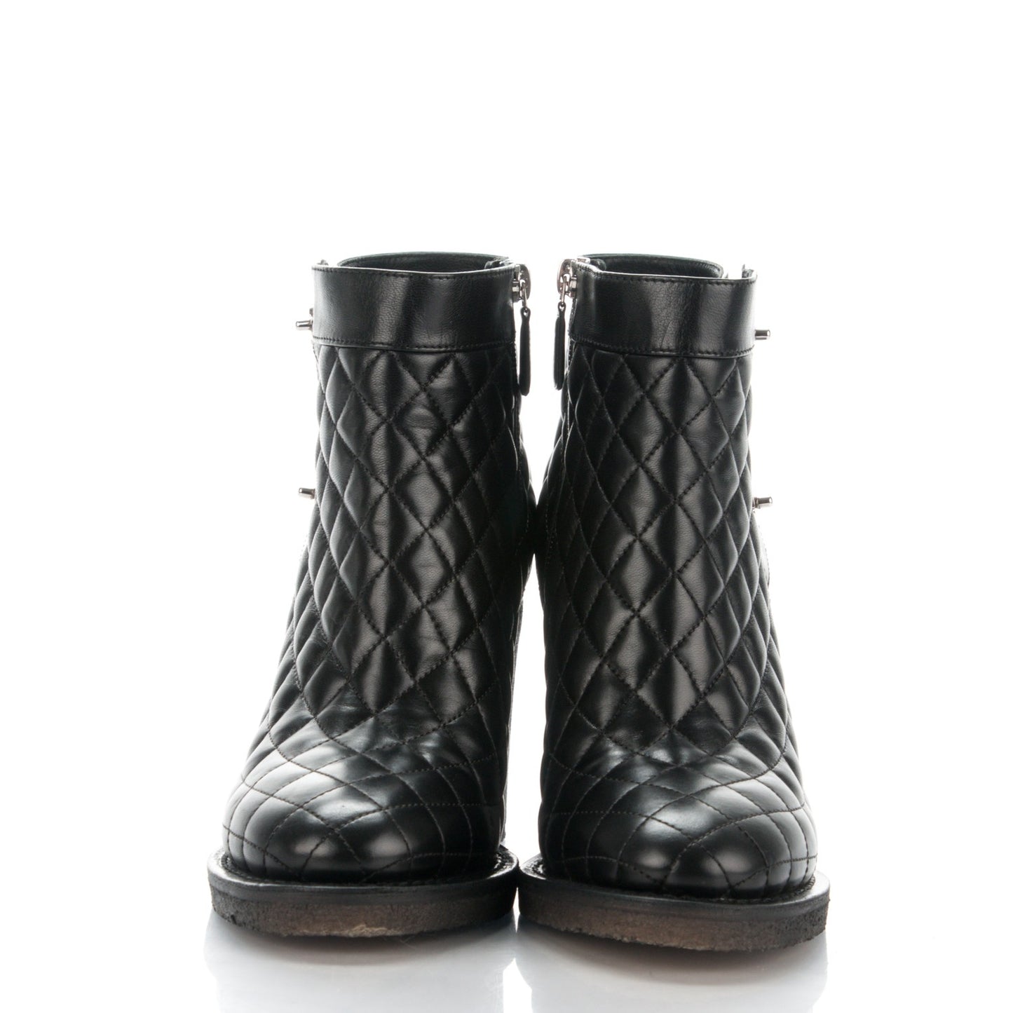 Calfskin Quilted CC Short Boots 39 Black