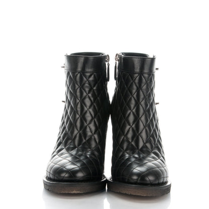 Chanel Calfskin Quilted CC Short Boots 39 Black 2 of 8