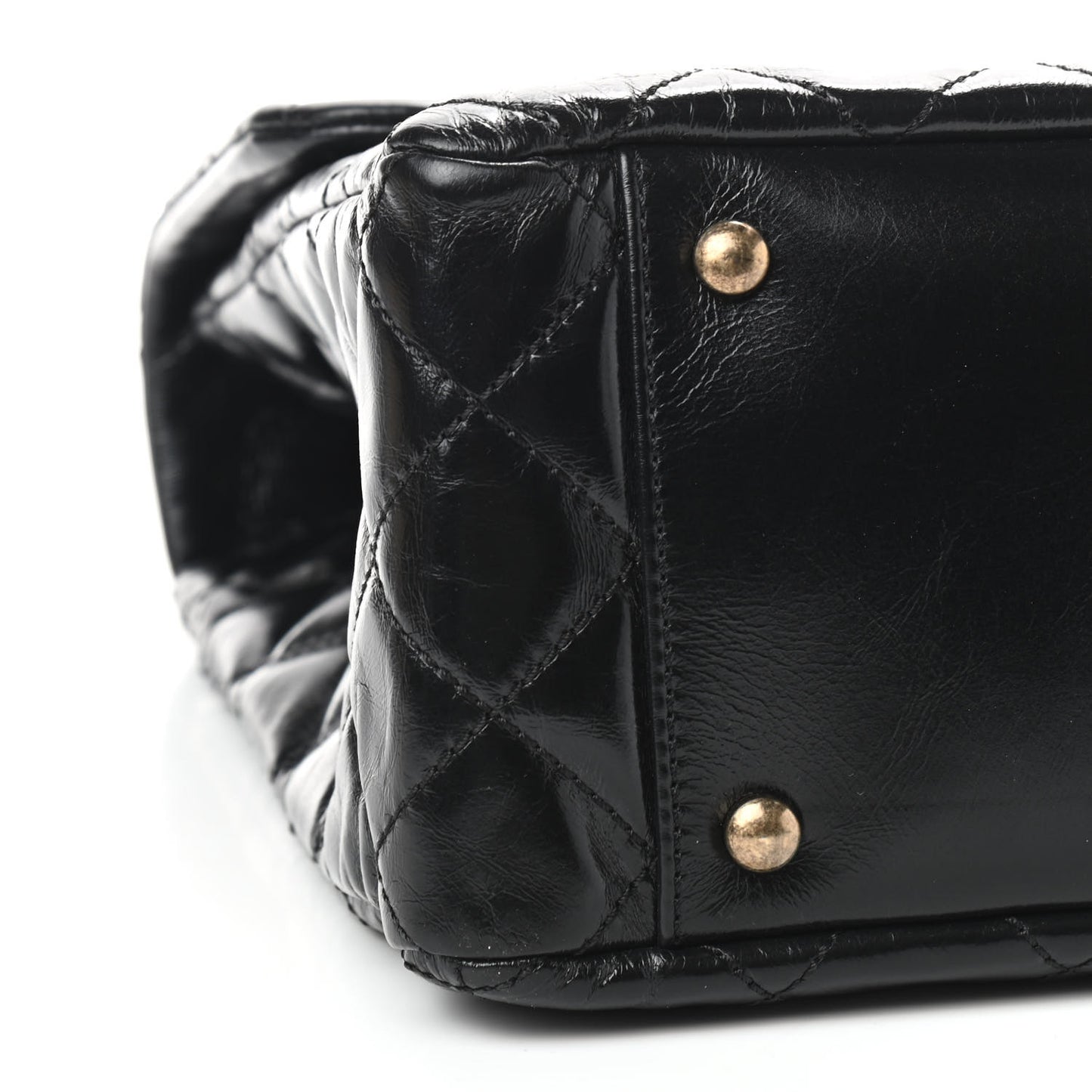 Glazed Calfskin Castle Rock Large Flap Black Burgundy